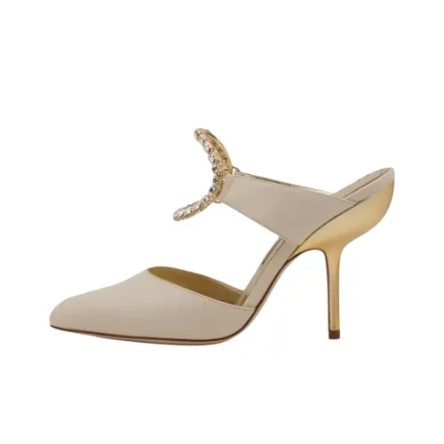 MANOLO BLAHNIK Домашние тапочки 10,5 см Женские Крем