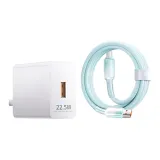 Зарядное устройство Синий Логотип + 120W Бежевый Циан Ткань Вязаный Кабель 1,5 м