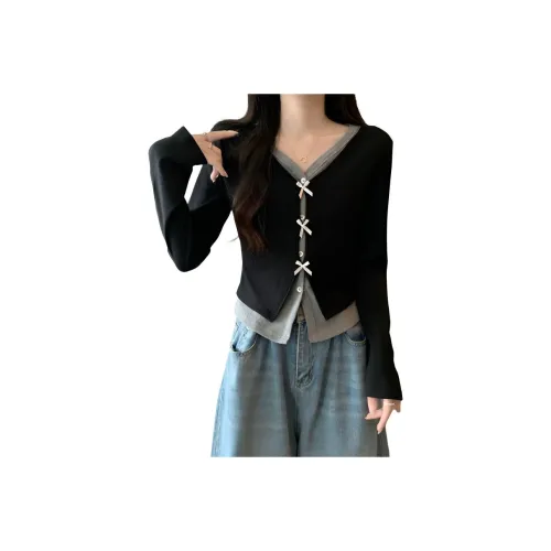 EFCR Черный Пэчворк Серый Женские T-рубашки