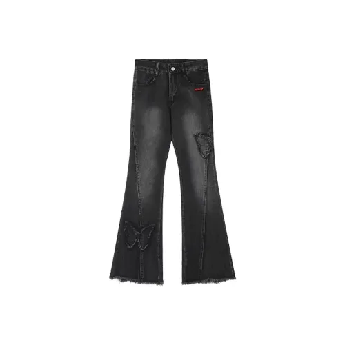 HOKLV Черный Серый Флисовые Подкладочные Женские Джинсы