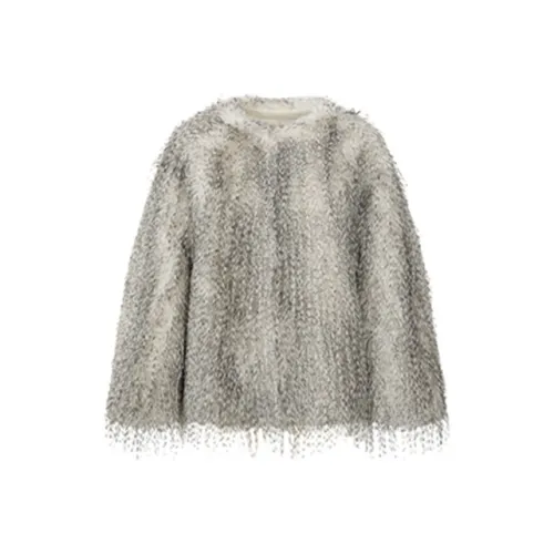 URBAN REVIVO Светло-серый Женские меховые изделия