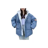 Синий хлопковый пуховик