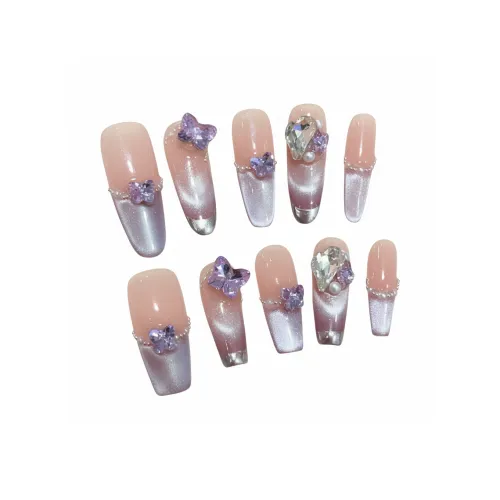 XNTX Кожа Flattering False Nail Овал Длинный Фиолетовые оттенки Телесный Невинно-соблазнительный