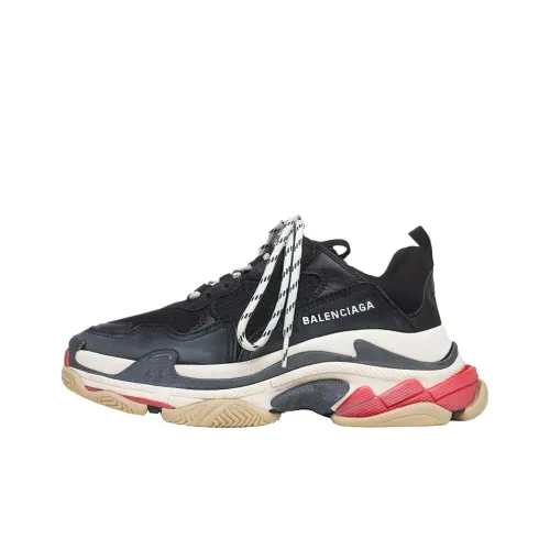 Balenciaga Triple S Low Топ Толстая подошва Кроссовки Женские Черные Красные