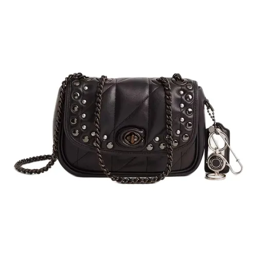 COACH Pillow Madison Напп Кожа Сумка через плечо Маленькая Женская Олово и Черный