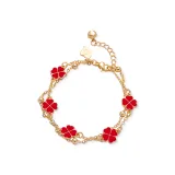 Браслет с четырехлистным клевером [Красный]