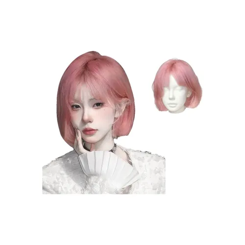 QIYEXUE One Cut Модный Розовый Короткий Локоны Женская Перука Высокая Температура Пряжа