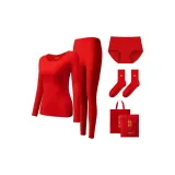 Женский комплект: красное однотонное нижнее белье + трусы *1 + носки *1