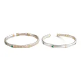 Золотой браслет с узором (бамбуковый лист Node + благоприятные слова бамбук)