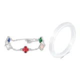 Четырехлистный клевер Комплект [Серебряная глазурь + Белый лунный свет]