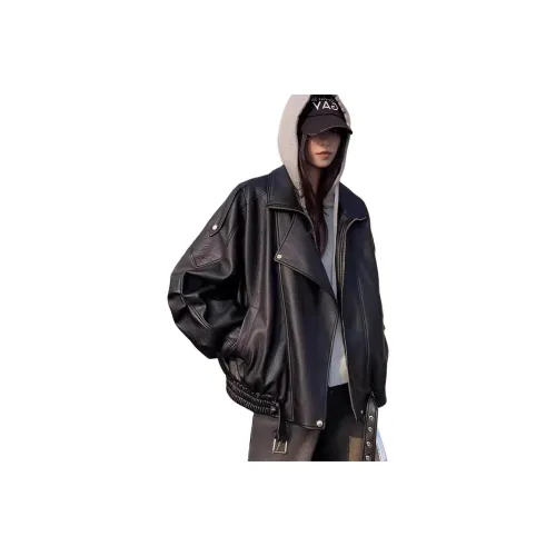 FROMGG Черные Женские Кожаные Куртки