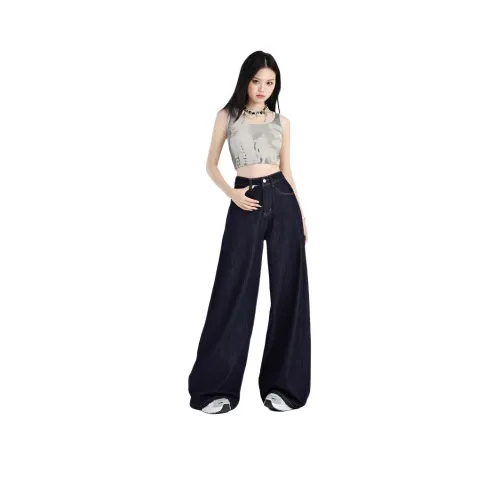 ONENINE34PM Темно-синий женский джинсы