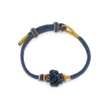 Браслет-шнурок "Успех на экзаменах" с двойным узлом - темно-синий