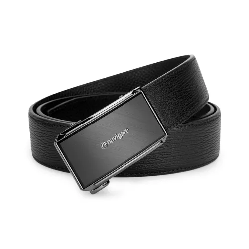 NAVIGARE Ремни из крупнозернистой текстуры коровьей кожи мужские черные ширина 3,5 см
