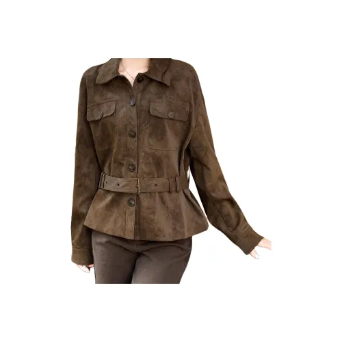 SUOYU Кофейно-коричневый Женские Джинсовые куртки