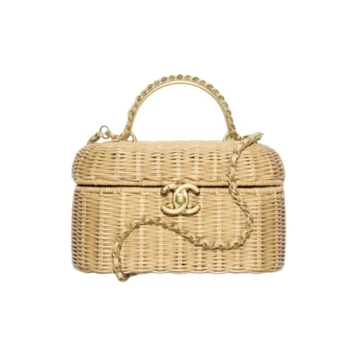 CHANEL Ткани вязаные Ротанг Сумка Мини Женская Бежевая