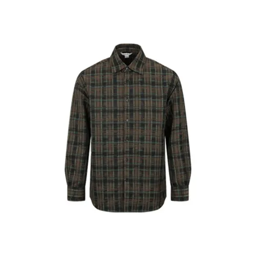 URBAN REVIVO Темно-коричневый Зеленый Клетка Мужская Рубашка