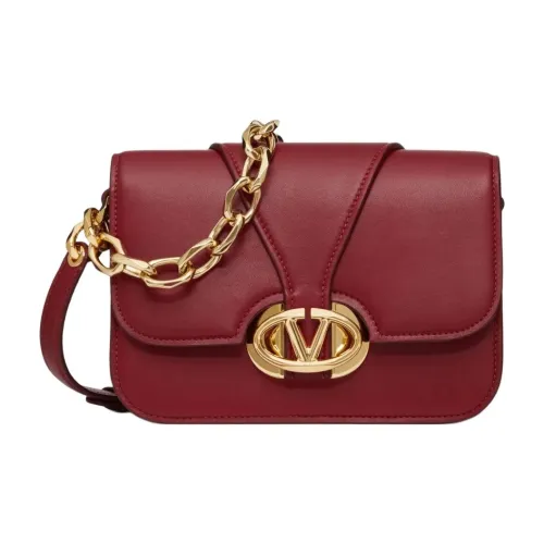 Valentino Vlogo Sheepskin Portable Crossbody Bag Shoulder Bag Women's Dark Red Валентино Vlogo Sheepskin Портативная сумка через плечо плечевая сумка женская темно-красный