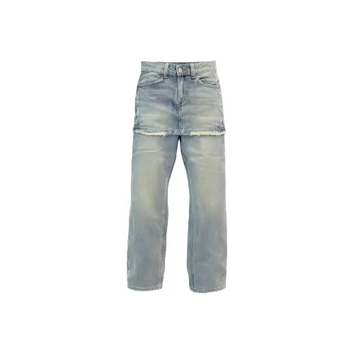 AIMEEROSA Blue Флисовые подкладочные унисекс джинсы