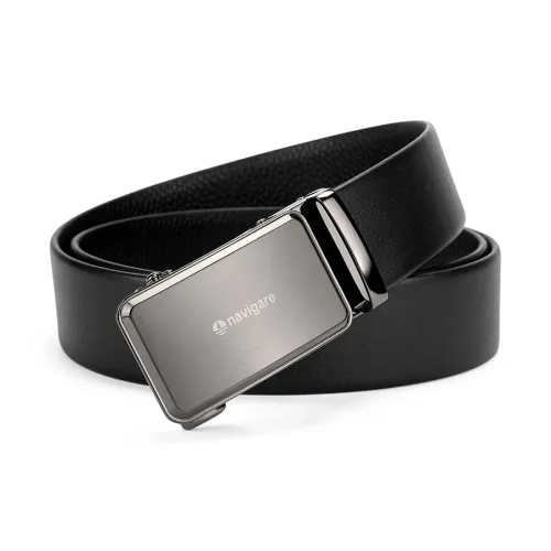 NAVIGARE Ремни из крупнозернистой текстуры коровьей кожи мужские черные ширина 3,5 см