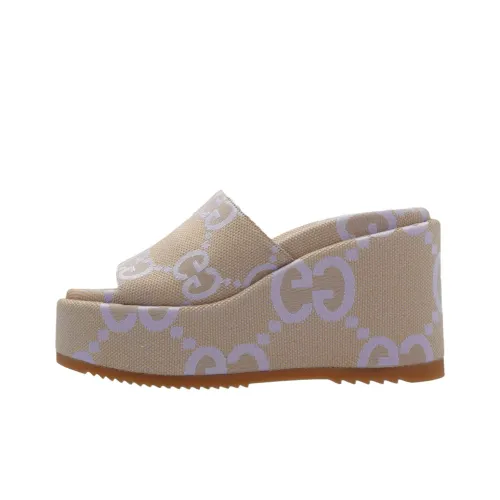 GUCCI Слипоны 10,5 см Женские Бежево-фиолетовые