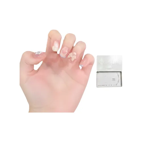 K'APEINE [Желание увидеть море] Ручная работа Фальшивая ногтевая пластина Art Квадратная форма Укороченный Розово-синий