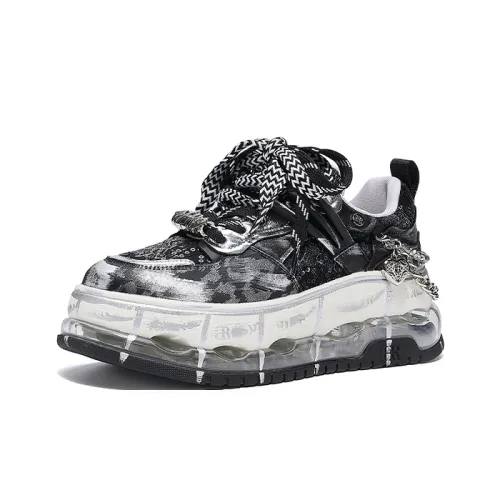 HR Скейтборд Кроссовки Низкие Черные Серебряные Женские