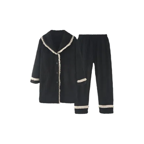 2323 [1 комплект Совместимость From 15℃ To 18℃] Черный Женские Пижамные комплекты