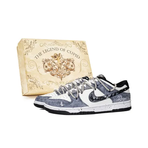 Nike Dunk Серый Gull Коробка Устойчивые к истиранию низкие скейтбордические кроссовки унисекс синие и белые