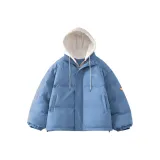 Синий хлопковый пуховик