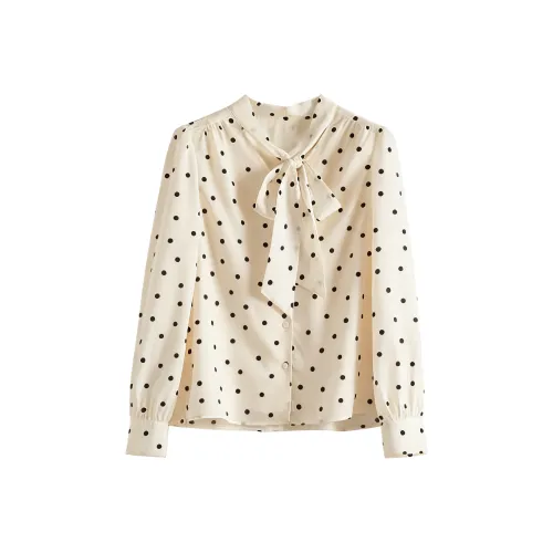 SLLSKY Абрикос с Черным в горошек Женская Рубашка