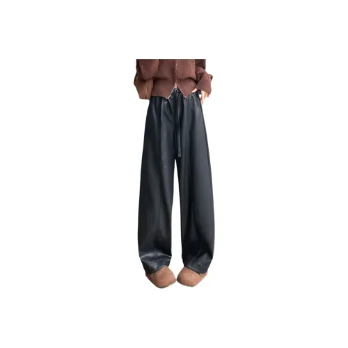 SITOL Кожаные брюки женские черные