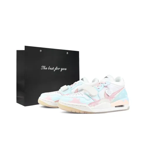 Джордан Legacy 312 Устойчивый к истиранию Низкий Топ Винтажные Баскетбольные Кроссовки Унисекс Розовый Синий Белый