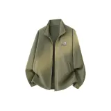 [Двусторонний флис Aoli кардиган] Пальмовый зеленый (Tb минималистский стиль, логотип "Daisy" на груди)