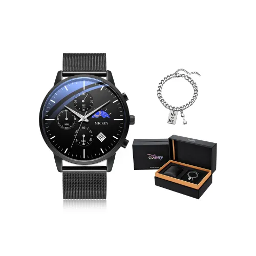 Disney Мужская коллекция Moon Phase Кварцевый механизм Сплав Ремешок Часы Мужские Черный циферблат