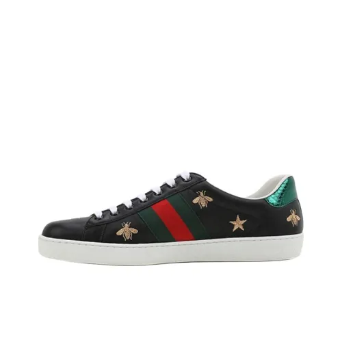 GUCCI Ace Low Топ Стильные Скейтбординги Мужской Черный
