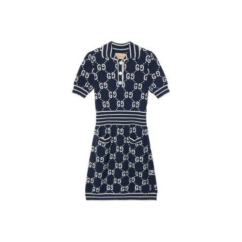 GUCCI Короткий рукав Платье Женское Темно-синий