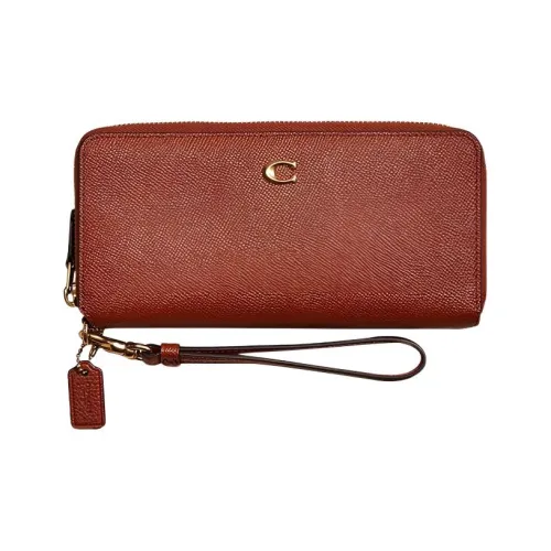 COACH Continental Wallet Крестообразная текстура Кожа Клатч Держатель для карт кошелек Женские Седло Seat Цвет