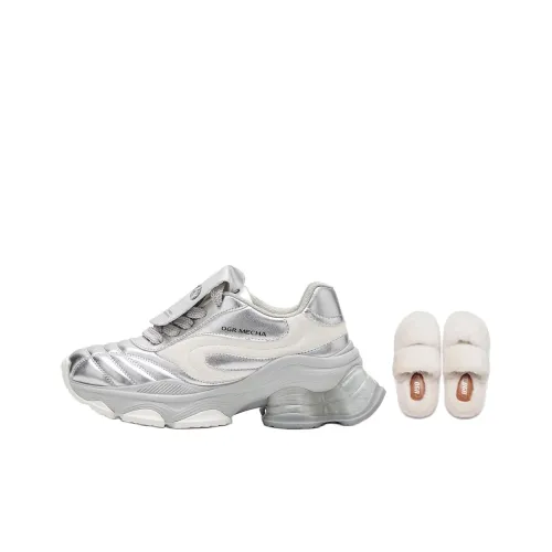 OGR Пудинговый Dessert Обувь Низкий Топ Толстая Подошва Кроссовки Женские Серебряные Белые