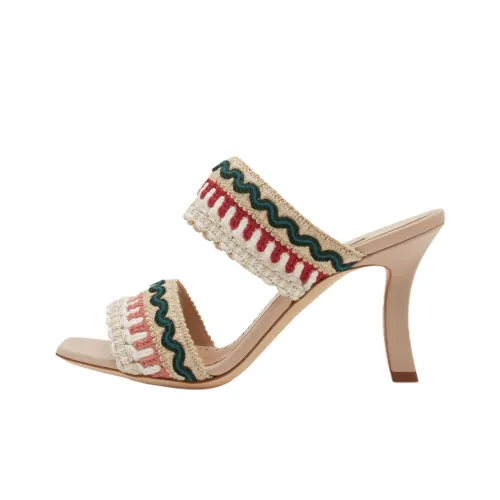 MANOLO BLAHNIK Шлепанцы 9 см Женские Светлый Бежевый