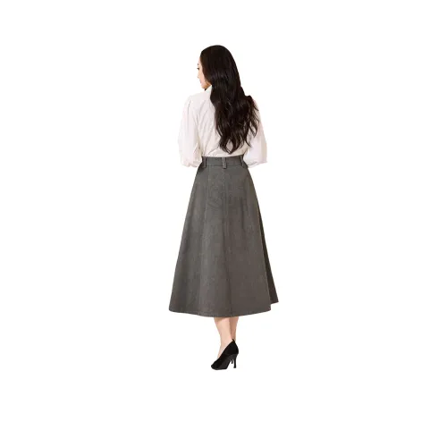 SMEN Осенний Зимний Длинный Юбка Женский Серый