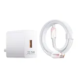 Зарядное устройство Синий логотип + 120 Вт Розовый Ткань Вязаный Кабель - 2 м