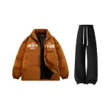 Кофейный цветной хлопковый пиджак + черные штаны с флисовой подкладкой