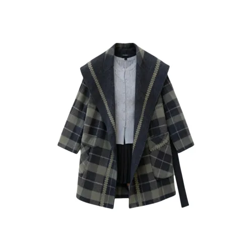 DITB Зеленое Клетчатое Женское Пальто