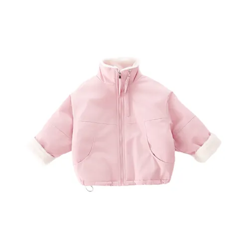 SHIBU Rainbow Elephant D2547 Tricolor Fleece-Lined Double Zipper Parka Coat Pink KIDS Jackets
