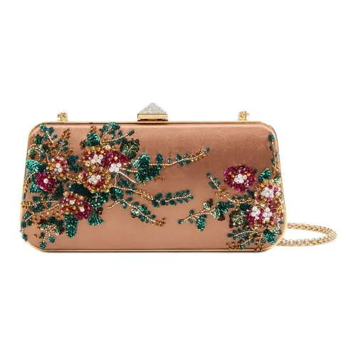 Valentino Вышитый Сатин Одно Плечо Клатч Женский Шампанский Многоцветный