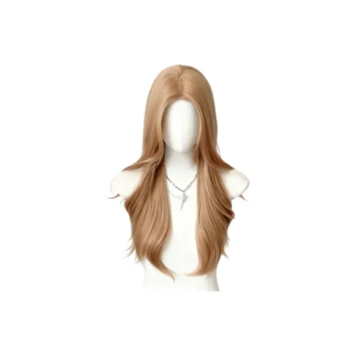 UMIFFA Золотисто-коричневый Длинный Кудрявые Волосы с CENTER Часть Большая волна Перука Набор