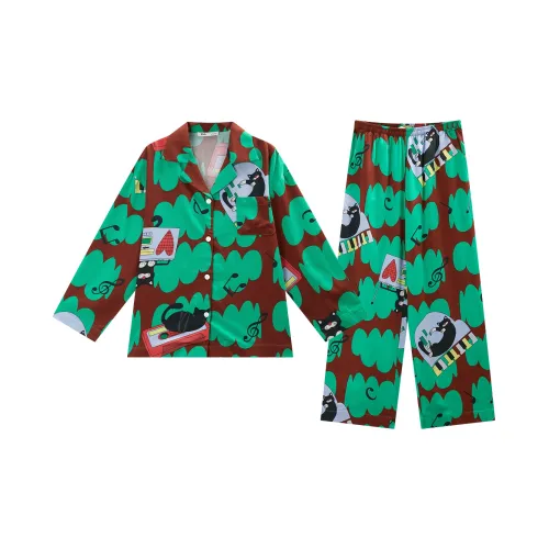YSO Cool Cat Series Pajama Комплект Женский Изумрудно-Зеленый