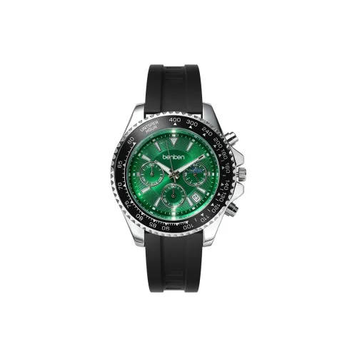 BENKEN Кварцевый механизм силиконовый ремешок мужские часы зеленый циферблат