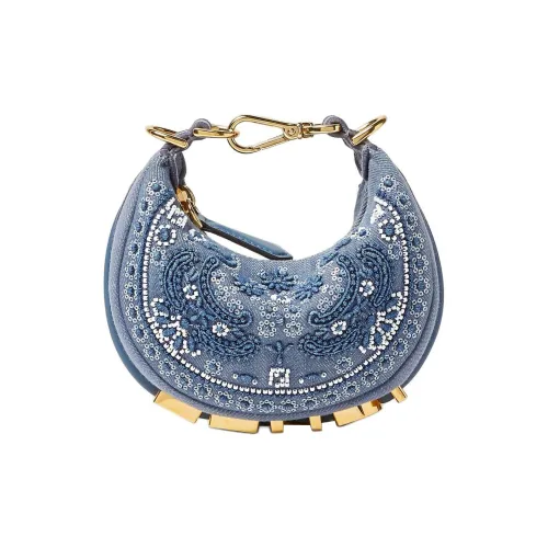FENDI fendigraphy Деним Сумка-полумесяц Сумка Женская Синяя